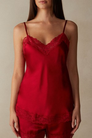 Intimissimi Kanten and Silk Top Rood | NLNZX34836